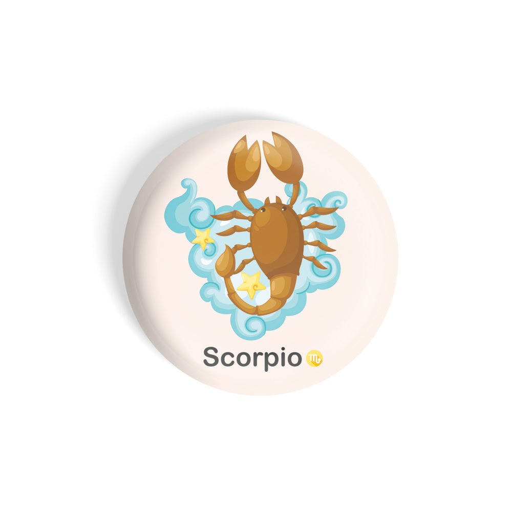 dhcrafts Round Fridge Magnet Pink Color Cute Zodiac Sign Scorpio D3 Glossy Finish Design Pack of 1 (75 mm)